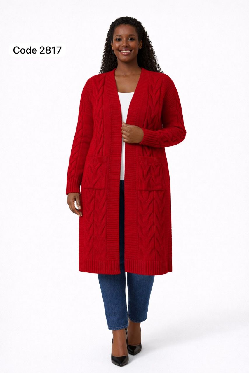 Cardigan Long Tricoté Élégance