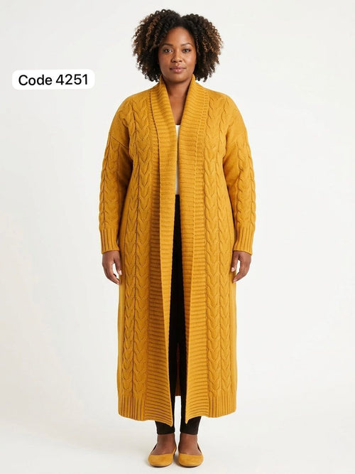 Cardigan Long Tricoté Élégance
